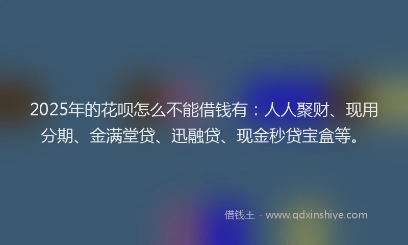 2025年的花呗怎么不能借钱有：人人聚财、现用分期、金满堂贷、迅融贷、现金秒贷宝盒等。