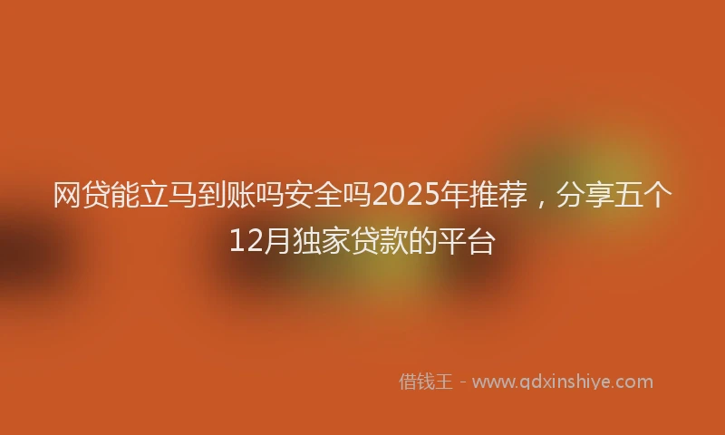 网贷能立马到账吗安全吗2025年推荐，分享五个12月独家贷款的平台
