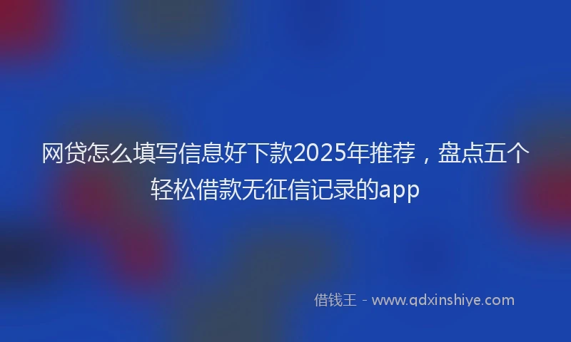 网贷怎么填写信息好下款2025年推荐，盘点五个轻松借款无征信记录的app