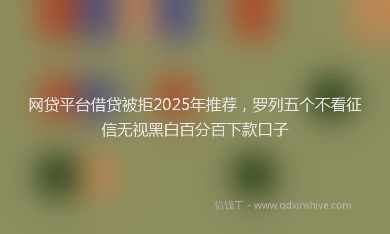 网贷平台借贷被拒2025年推荐，罗列五个不看征信无视黑白百分百下款口子