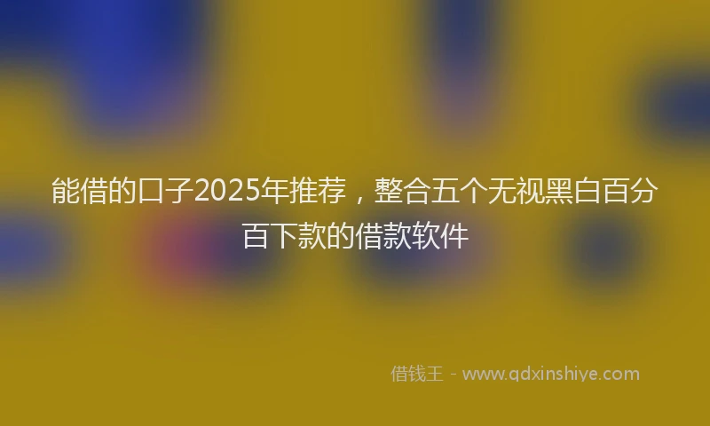 能借的口子2025年推荐，整合五个无视黑白百分百下款的借款软件