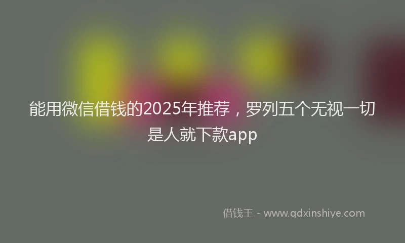 能用微信借钱的2025年推荐，罗列五个无视一切是人就下款app
