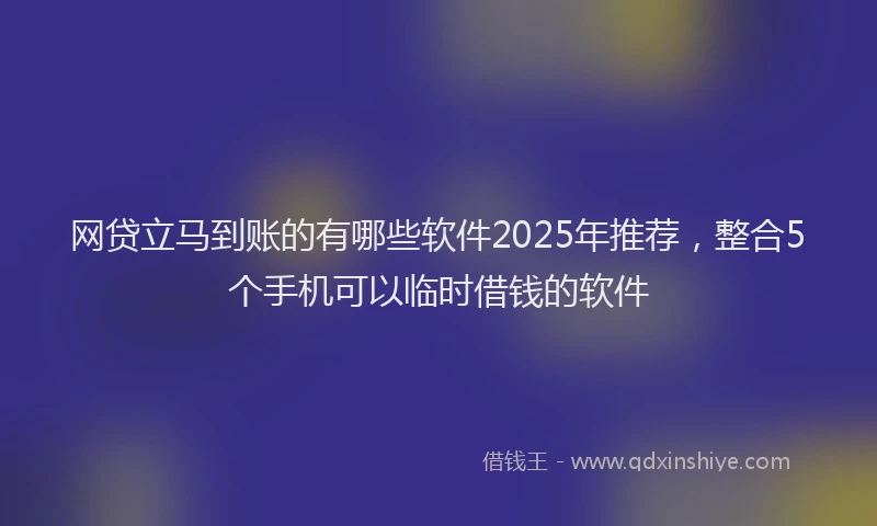 网贷立马到账的有哪些软件2025年推荐，整合5个手机可以临时借钱的软件