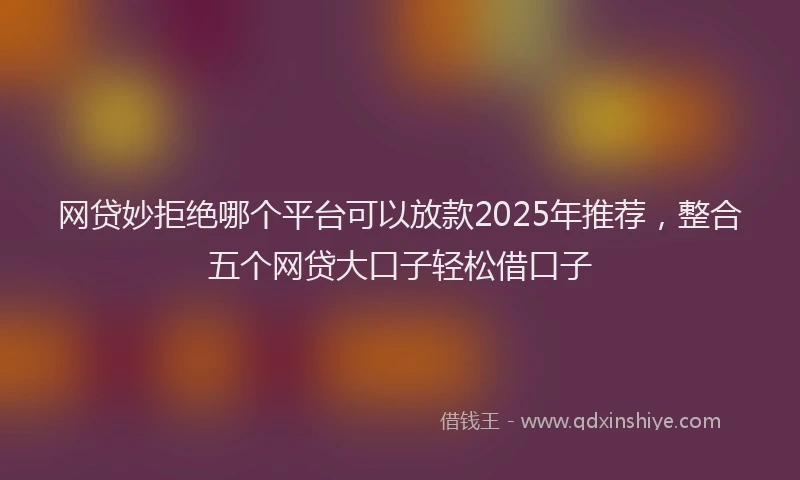 网贷妙拒绝哪个平台可以放款2025年推荐，整合五个网贷大口子轻松借口子