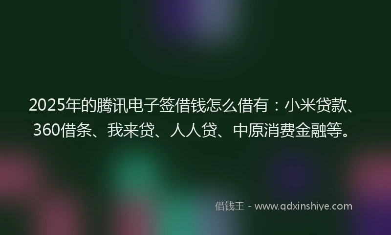 2025年的腾讯电子签借钱怎么借有：小米贷款、360借条、我来贷、人人贷、中原消费金融等。