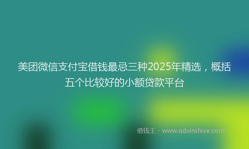 美团微信支付宝借钱最忌三种2025年精选，概括五个比较好的小额贷款平台