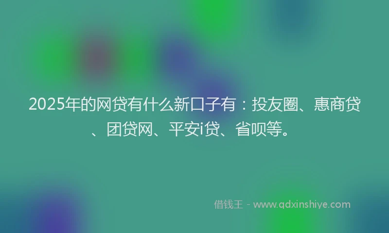 2025年的网贷有什么新口子有：投友圈、惠商贷、团贷网、平安i贷、省呗等。