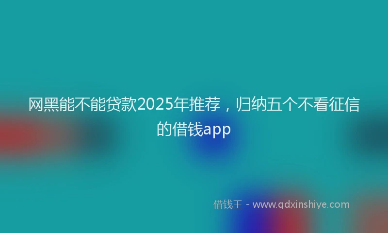 网黑能不能贷款2025年推荐，归纳五个不看征信的借钱app