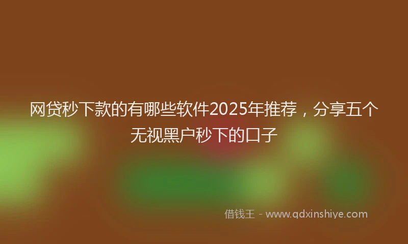 网贷秒下款的有哪些软件2025年推荐，分享五个无视黑户秒下的口子