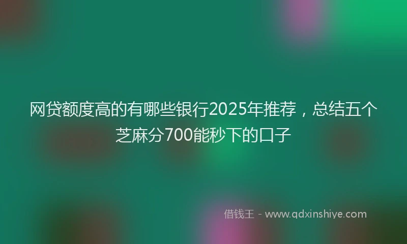 网贷额度高的有哪些银行2025年推荐，总结五个芝麻分700能秒下的口子