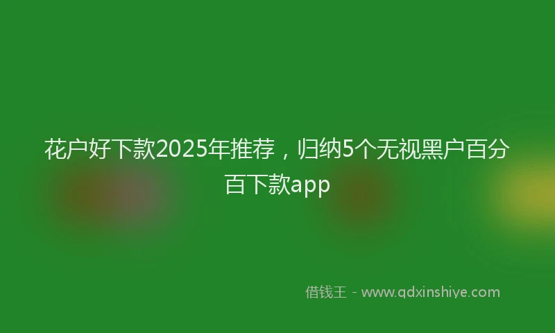 花户好下款2025年推荐，归纳5个无视黑户百分百下款app