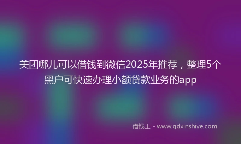 美团哪儿可以借钱到微信2025年推荐，整理5个黑户可快速办理小额贷款业务的app