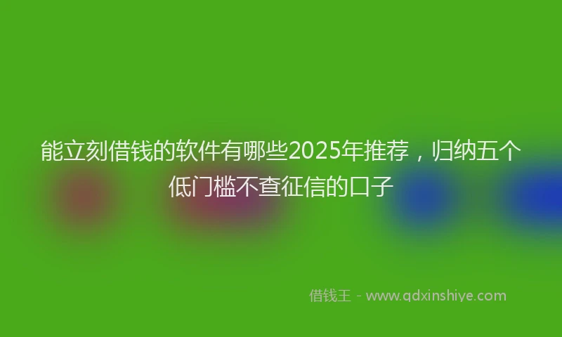 能立刻借钱的软件有哪些2025年推荐，归纳五个低门槛不查征信的口子