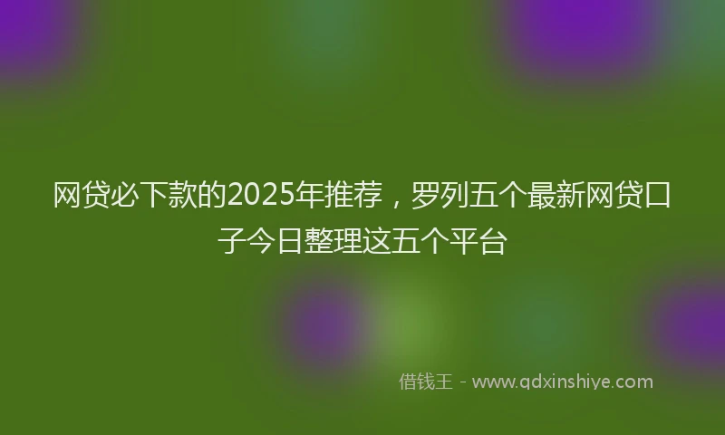 网贷必下款的2025年推荐，罗列五个最新网贷口子今日整理这五个平台