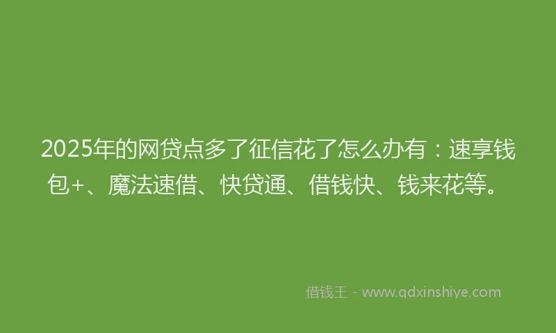 2025年的网贷点多了征信花了怎么办有：速享钱包+、魔法速借、快贷通、借钱快、钱来花等。