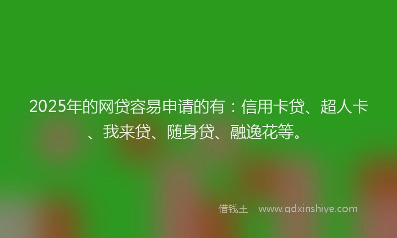 2025年的网贷容易申请的有：信用卡贷、超人卡、我来贷、随身贷、融逸花等。