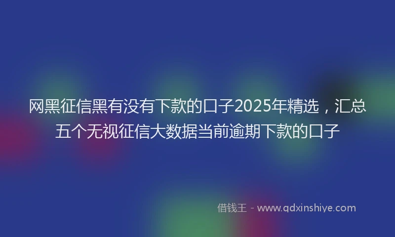 网黑征信黑有没有下款的口子2025年精选，汇总五个无视征信大数据当前逾期下款的口子