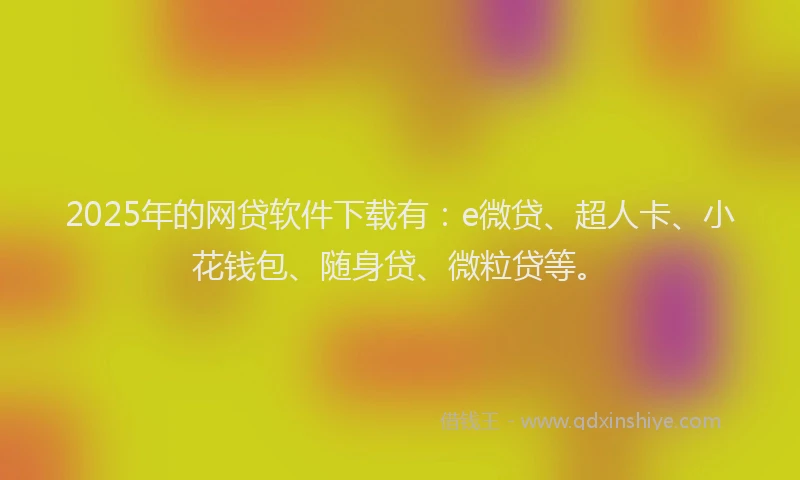 2025年的网贷软件下载有：e微贷、超人卡、小花钱包、随身贷、微粒贷等。