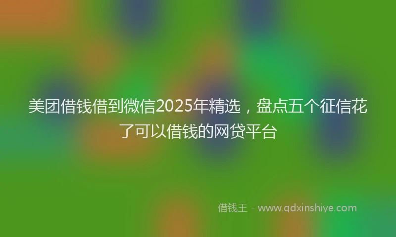 美团借钱借到微信2025年精选，盘点五个征信花了可以借钱的网贷平台