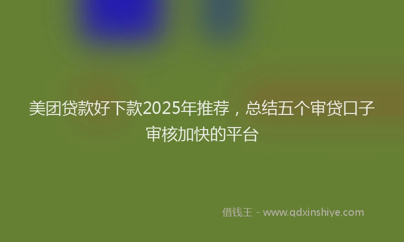 美团贷款好下款2025年推荐，总结五个审贷口子审核加快的平台