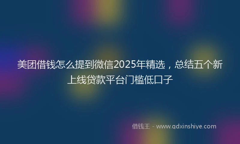 美团借钱怎么提到微信2025年精选，总结五个新上线贷款平台门槛低口子