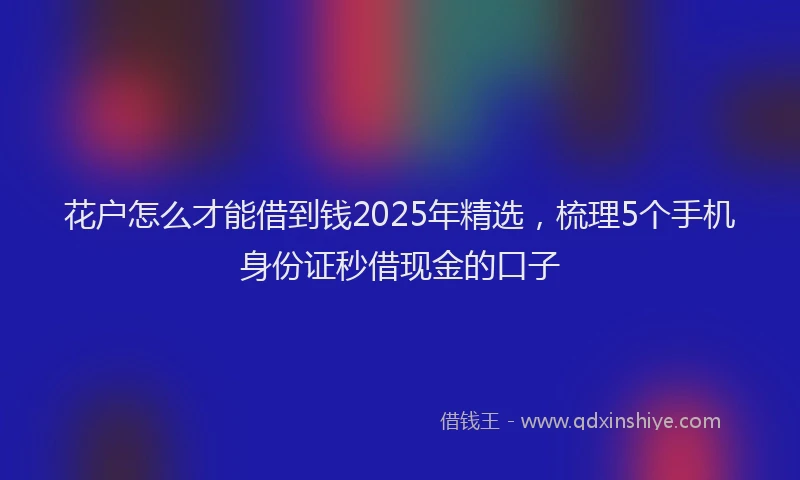 花户怎么才能借到钱2025年精选，梳理5个手机身份证秒借现金的口子