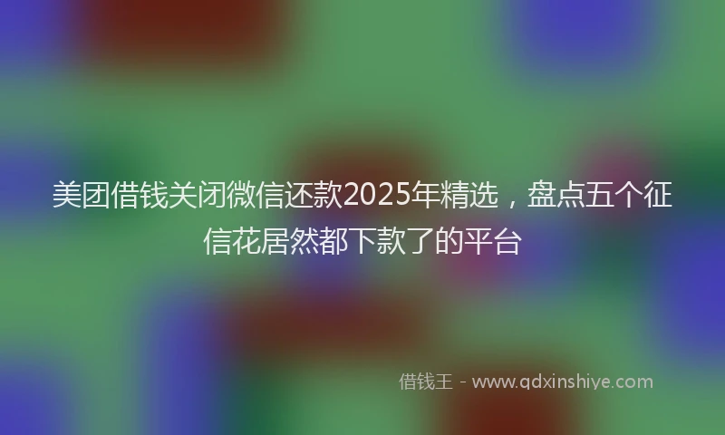 美团借钱关闭微信还款2025年精选，盘点五个征信花居然都下款了的平台
