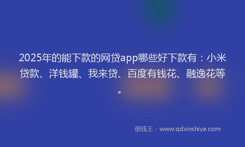 2025年的能下款的网贷app哪些好下款有：小米贷款、洋钱罐、我来贷、百度有钱花、融逸花等。