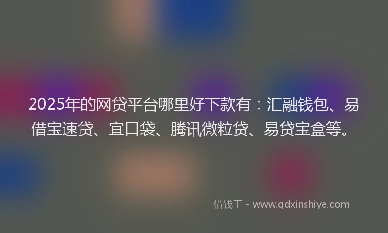 2025年的网贷平台哪里好下款有：汇融钱包、易借宝速贷、宜口袋、腾讯微粒贷、易贷宝盒等。