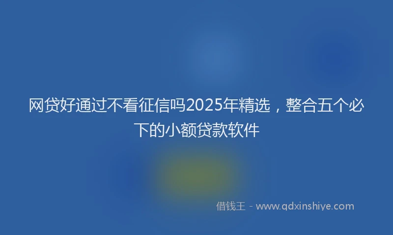 网贷好通过不看征信吗2025年精选，整合五个必下的小额贷款软件