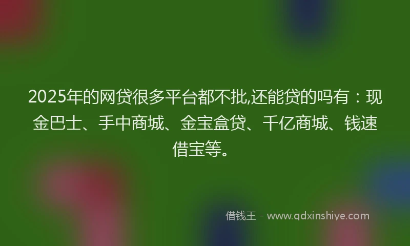 2025年的网贷很多平台都不批,还能贷的吗有：现金巴士、手中商城、金宝盒贷、千亿商城、钱速借宝等。