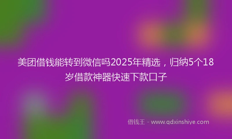 美团借钱能转到微信吗2025年精选，归纳5个18岁借款神器快速下款口子