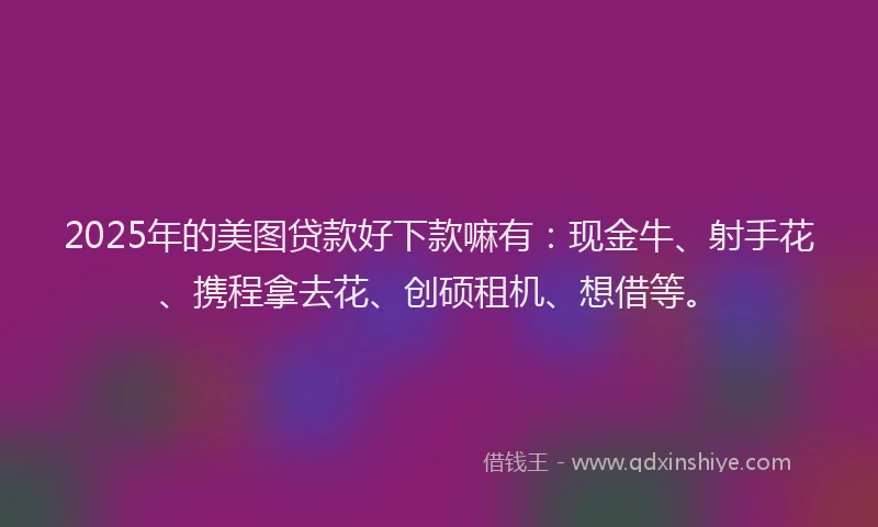 2025年的美图贷款好下款嘛有：现金牛、射手花、携程拿去花、创硕租机、想借等。