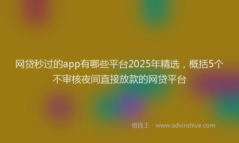 网贷秒过的app有哪些平台2025年精选，概括5个不审核夜间直接放款的网贷平台