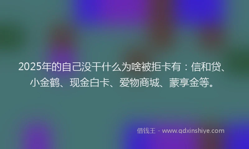 2025年的自己没干什么为啥被拒卡有：信和贷、小金鹤、现金白卡、爱物商城、蒙享金等。
