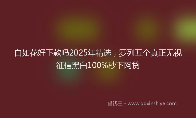 自如花好下款吗2025年精选，罗列五个真正无视征信黑白100%秒下网贷