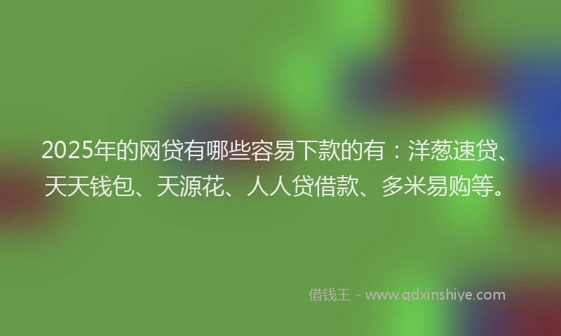2025年的网贷有哪些容易下款的有：洋葱速贷、天天钱包、天源花、人人贷借款、多米易购等。