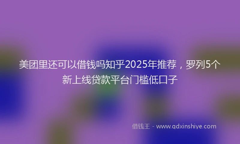 美团里还可以借钱吗知乎2025年推荐，罗列5个新上线贷款平台门槛低口子