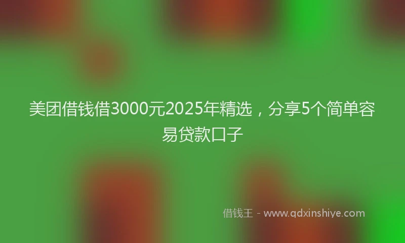 美团借钱借3000元2025年精选，分享5个简单容易贷款口子