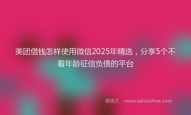 美团借钱怎样使用微信2025年精选，分享5个不看年龄征信负债的平台