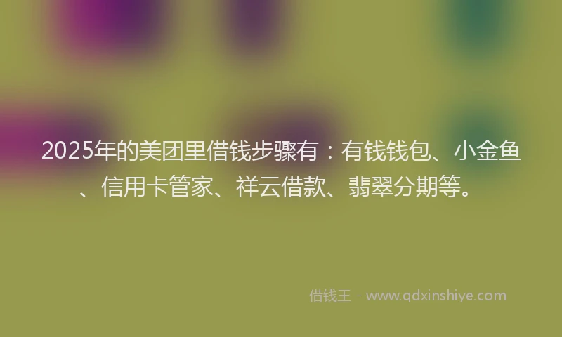 2025年的美团里借钱步骤有：有钱钱包、小金鱼、信用卡管家、祥云借款、翡翠分期等。