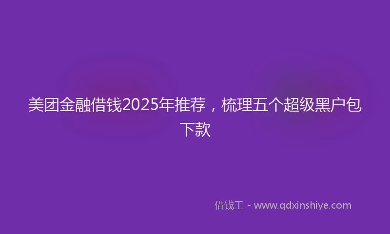 美团金融借钱2025年推荐，梳理五个超级黑户包下款
