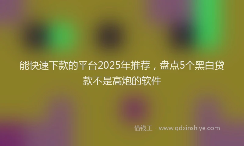 能快速下款的平台2025年推荐，盘点5个黑白贷款不是高炮的软件