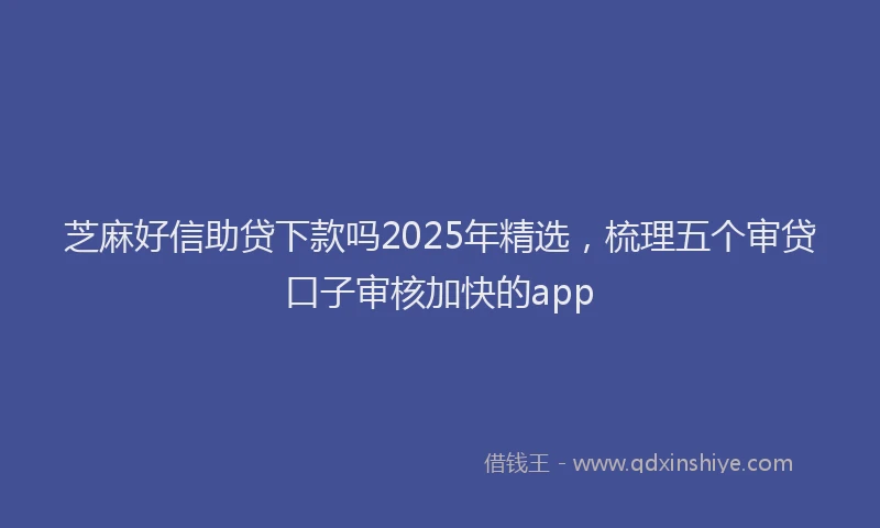 芝麻好信助贷下款吗2025年精选，梳理五个审贷口子审核加快的app