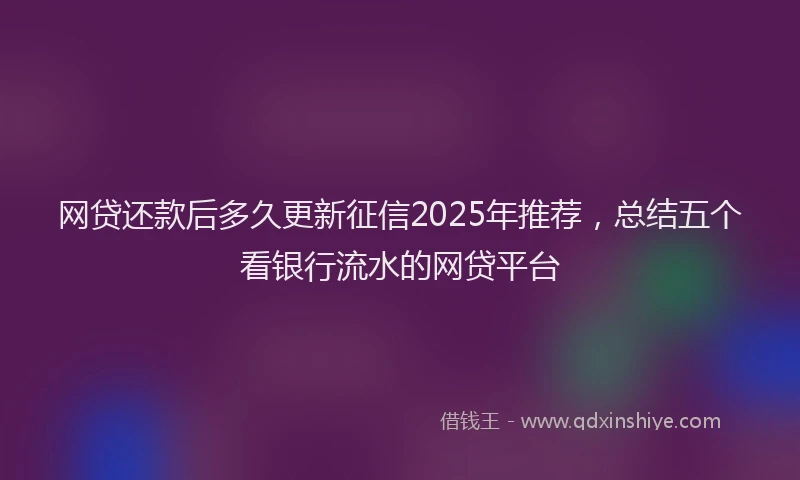 网贷还款后多久更新征信2025年推荐，总结五个看银行流水的网贷平台