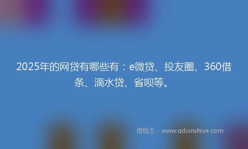 2025年的网贷有哪些有：e微贷、投友圈、360借条、滴水贷、省呗等。