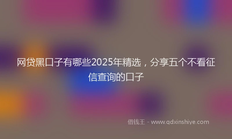 网贷黑口子有哪些2025年精选，分享五个不看征信查询的口子
