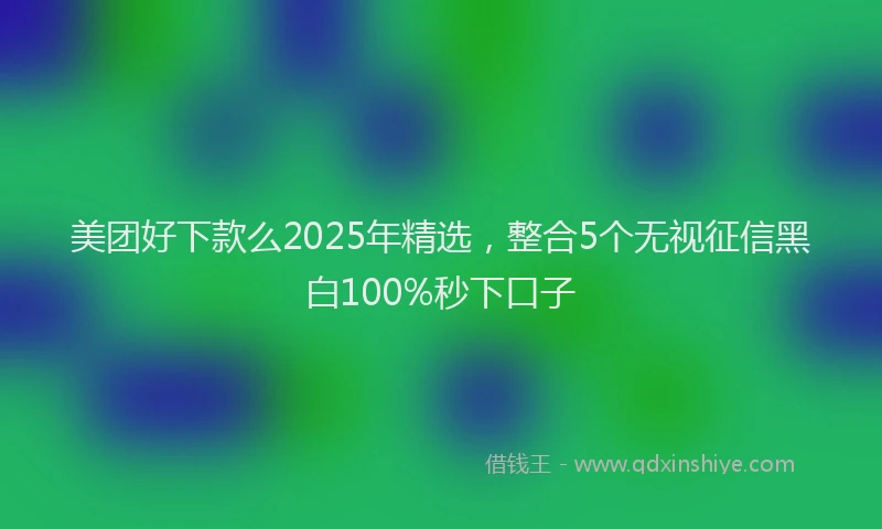 美团好下款么2025年精选，整合5个无视征信黑白100%秒下口子