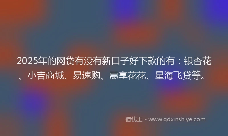 2025年的网贷有没有新口子好下款的有：银杏花、小吉商城、易速购、惠享花花、星海飞贷等。