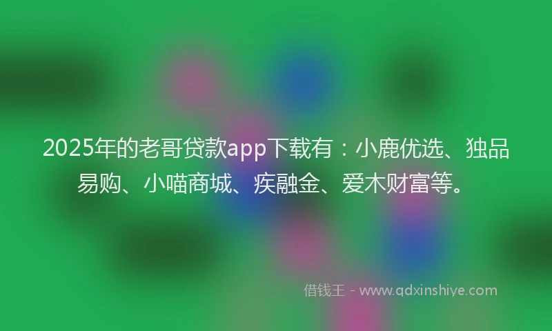2025年的老哥贷款app下载有：小鹿优选、独品易购、小喵商城、疾融金、爱木财富等。